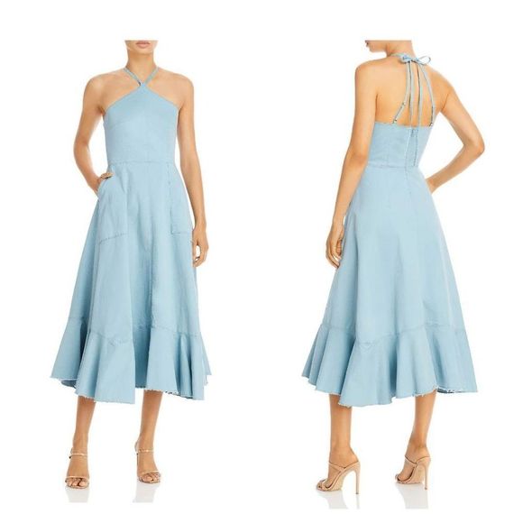 Cinq a Sept Women's Audrey Sleeveless Denim Long Midi Dress Blue - Picture 8 of 12